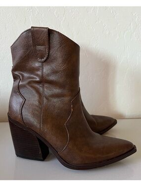Steve Madden Candace Brown Western Style Ankle Boots Size 9